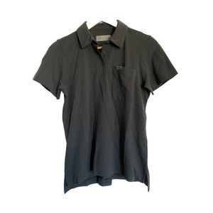 NWT FIGS Black Technical Pique Short Sleeve Scrub Polo Shirt Womens Small